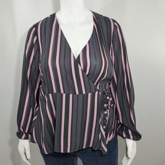 Torrid Stripped Wrap Blouse Size 1 (14-16) - Picture 1 of 9